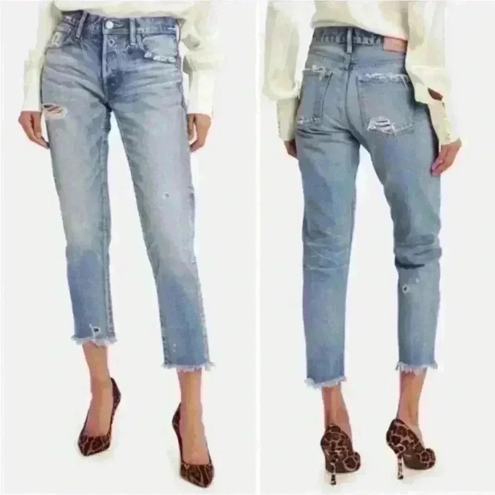Moussy Kelly Tapered Distressed Skinny Jean in Dark Wash Size 26